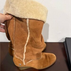 Tan Suede Fur-Lined Boots